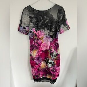 Joan & David Pink and Purple Sheath Mini Dress